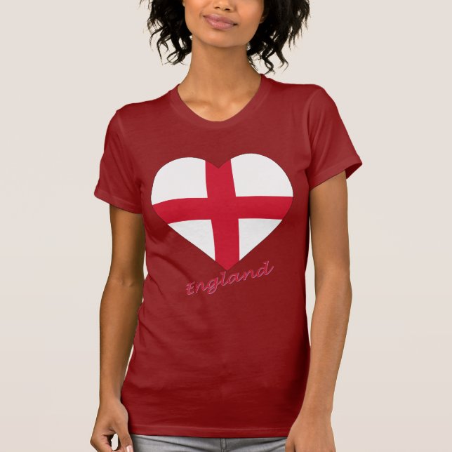 T-shirts Coração da bandeira de Inglaterra (Frente)