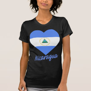 T-shirts Coração da bandeira de Nicarágua
