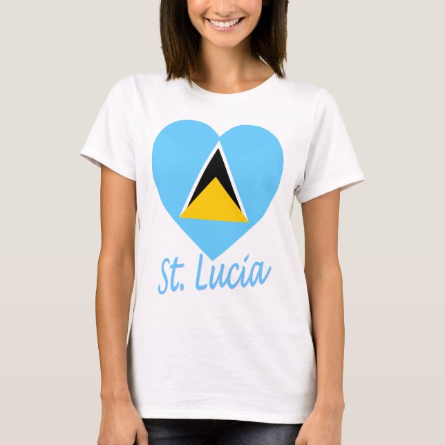 T-shirts Coração da bandeira de St Lucia (Frente)
