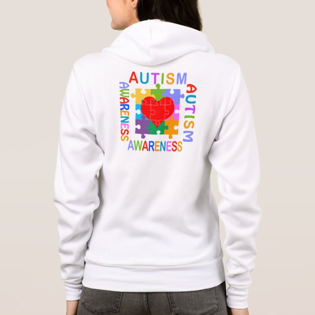 T-shirts Coração da consciência do autismo (Verso)