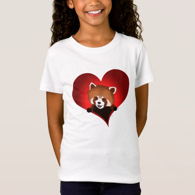 T-shirts Coração da panda vermelha para miúdos (Frente)