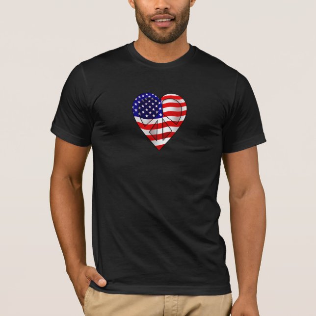 T-shirts Coração da paz dos EUA (Frente)