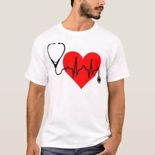 T-shirts Coração da pulsação do coração do estetoscó