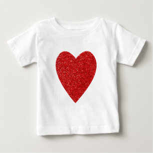 T-shirts Coração de amor com brilho vermelho