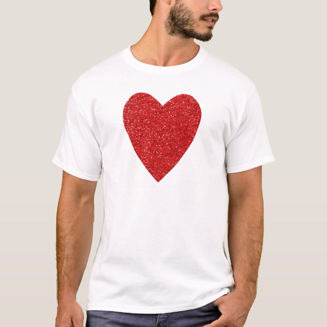 T-shirts Coração de amor com brilho vermelho (Frente)