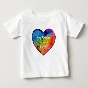 T-shirts Coração de Arco-Íris em Aquarela Fofa