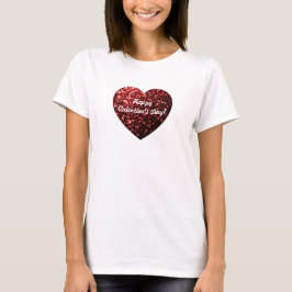 T-shirts Coração de brilho vermelho Dia Feliz dos Namorados