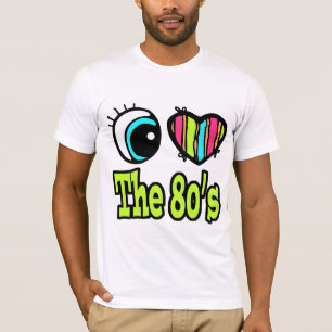 T-shirts Coração de Olhos Brilhantes Eu adoro os anos 80
