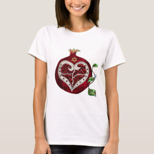 T-shirts Coração Hanukkah Rosh Hashanah da romã de Judaica
