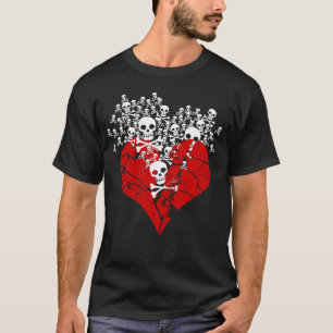 T-shirts Coração quebrado com crânios