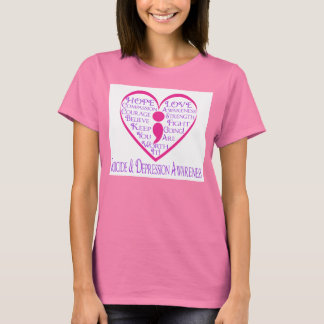 T-shirts Coração SemiColon para Sensibilização para Suicídi
