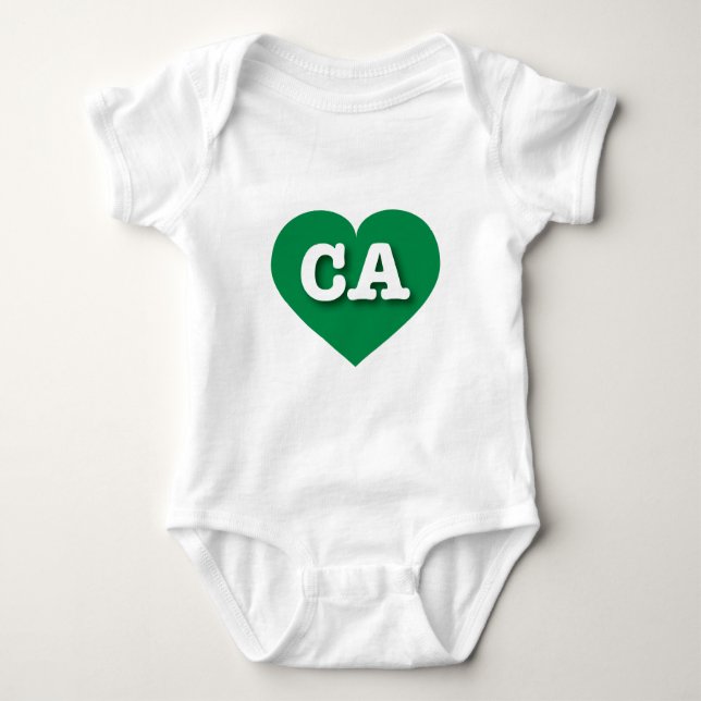 T-shirts Coração Verde da Califórnia - Eu adoro CA (Frente)