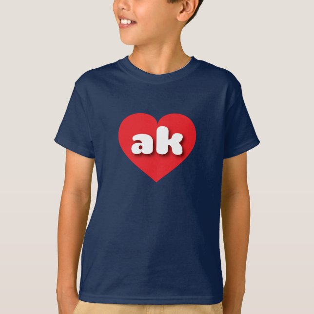 T-shirts Coração vermelho do Alasca - Eu amo ak (Frente)