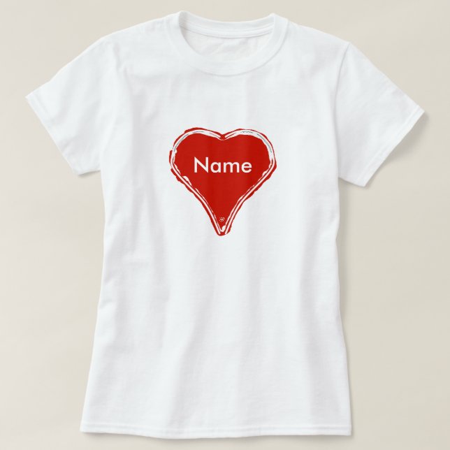 T-shirts Coração Vermelho esperando um nome (Frente do Design)
