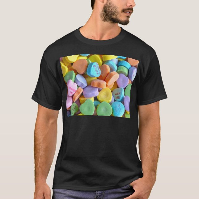 T-shirts Corações de Doce Coloridos (Frente)