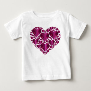 T-shirts Corações de Fúcsia Brilhantes