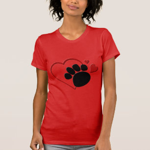 T-shirts Corações De Pata De Cão Eu Adoro Meu Cachorro V