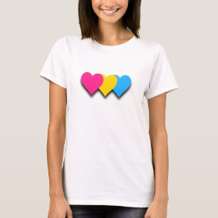 T-shirts Corações do Orgulho da Pansexualidade no Topo