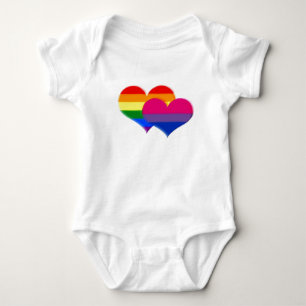 T-shirts Corações do Pastel do orgulho do Bi de LGBT
