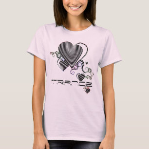 T-shirts corações do squiggle. trance.