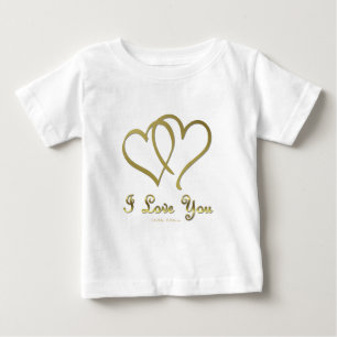 T-shirts Corações Dourados entrelaçados eu te amo