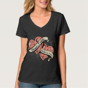 T-shirts Corações duplos da fé uterina da esperança do