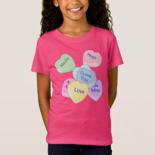 T-shirts Corações e Texto Doces