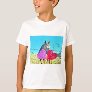 T-shirts Corações Namorados de cavalo branco e castanho