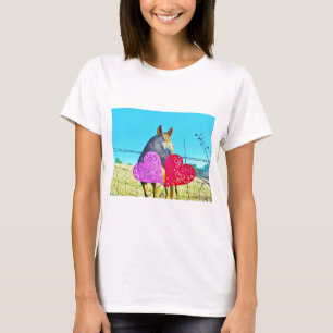 T-shirts Corações Namorados de cavalo branco e castanho