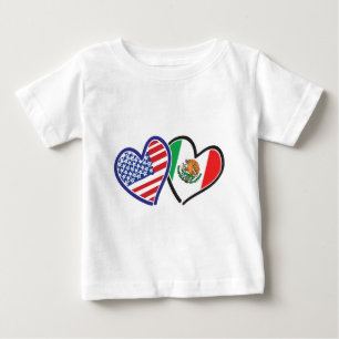 T-shirts Corações Patrióticos dos EUA e do México