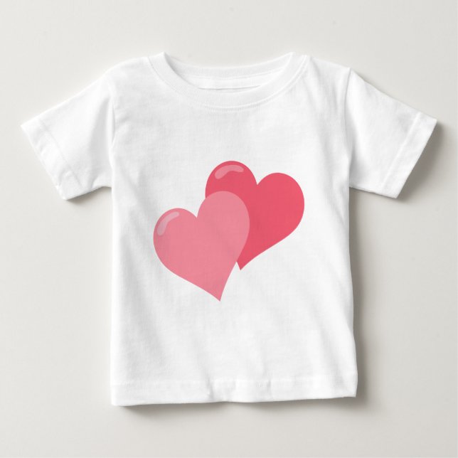T-shirts Corações Rosa Gêmeos (Frente)