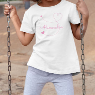 T-shirts Corações Rosa Giratórios Nome Personalizado
