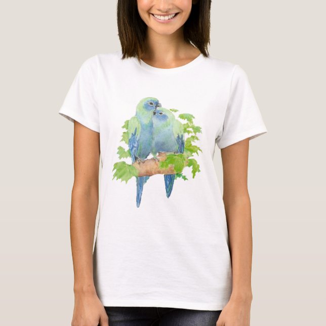 T-shirts Corante d'água Original Cudling Blue Parrots (Frente)