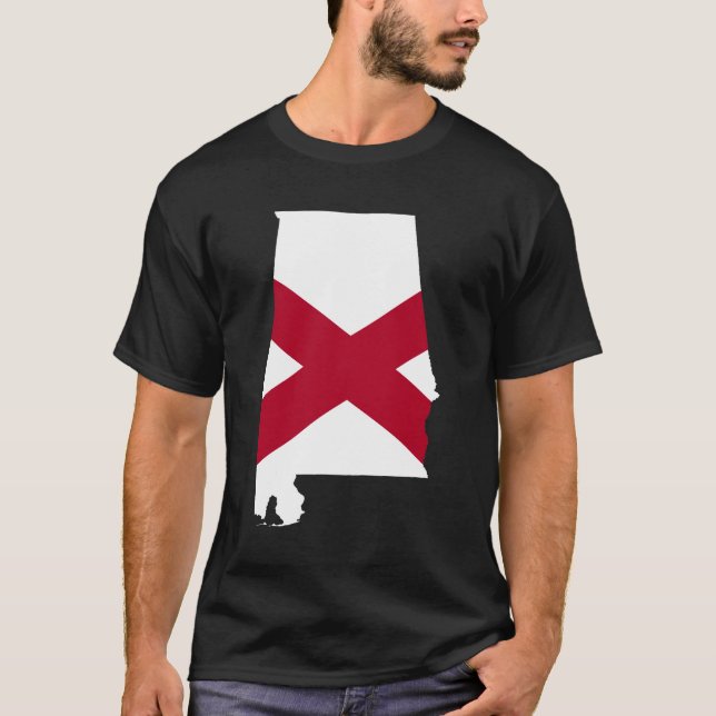 T-shirts Cores da Bandeira do Alabama (Frente)