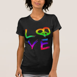 T-shirts Cores do arco-íris do amor e da paz