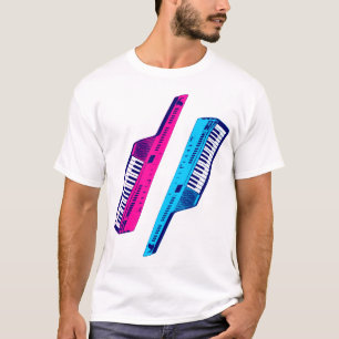 T-shirts Corey Tiger 80s Vintage Keytar Rosa e Azul