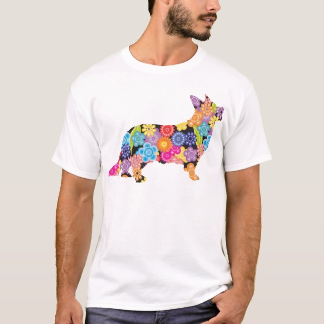 T-shirts Corgi de Galês do casaco de lã (Frente)