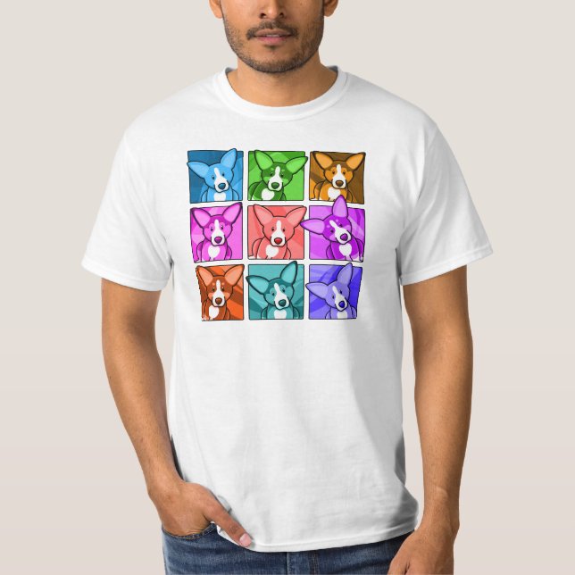 T-shirts Corgi do pop art (Frente)