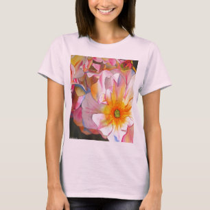 T-shirts Cornelia pastel rosa rosa rosa com aquarela
