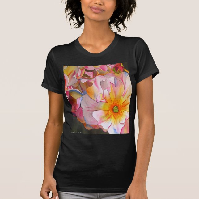T-shirts Cornelia pastel rosa rosa rosa com aquarela (Frente)