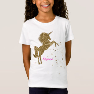 T-shirts Corno Mágico Glitter Dourado de Unicórnio Personal