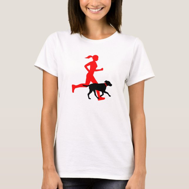 T-shirts Correndo com cão (vermelho/preto) (Frente)
