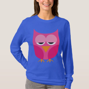 T-shirts Coruja cor-de-rosa sonolento bonito
