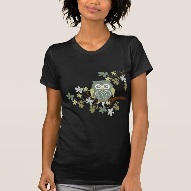 T-shirts Coruja das bolinhas na árvore (Frente)