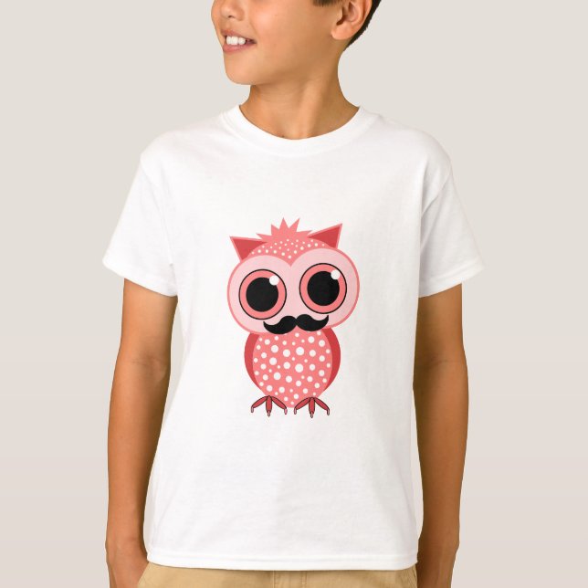 T-shirts coruja engraçada com bigode (Frente)