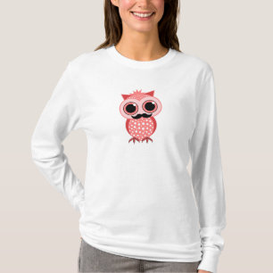 T-shirts coruja engraçada com bigode