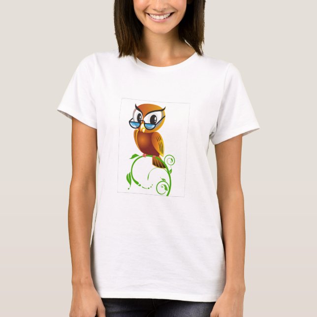 T-shirts Coruja sábia com vidros (Frente)