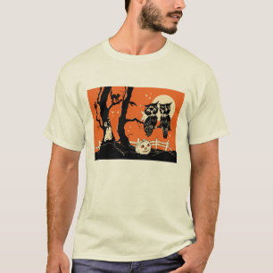 T-shirts corujas do 1920 no registro da ponte da árvore