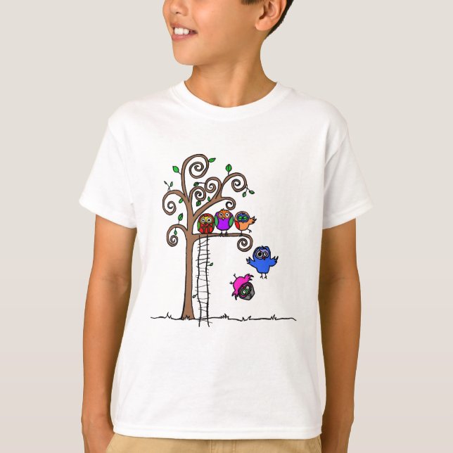 T-shirts Corujas do bebê que aprendem voar (Frente)