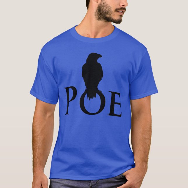 T-shirts Corvo nas palavras escritas POE (Frente)